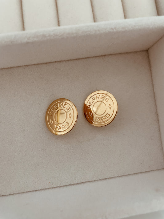 Hermes Gold Coin Clip-On