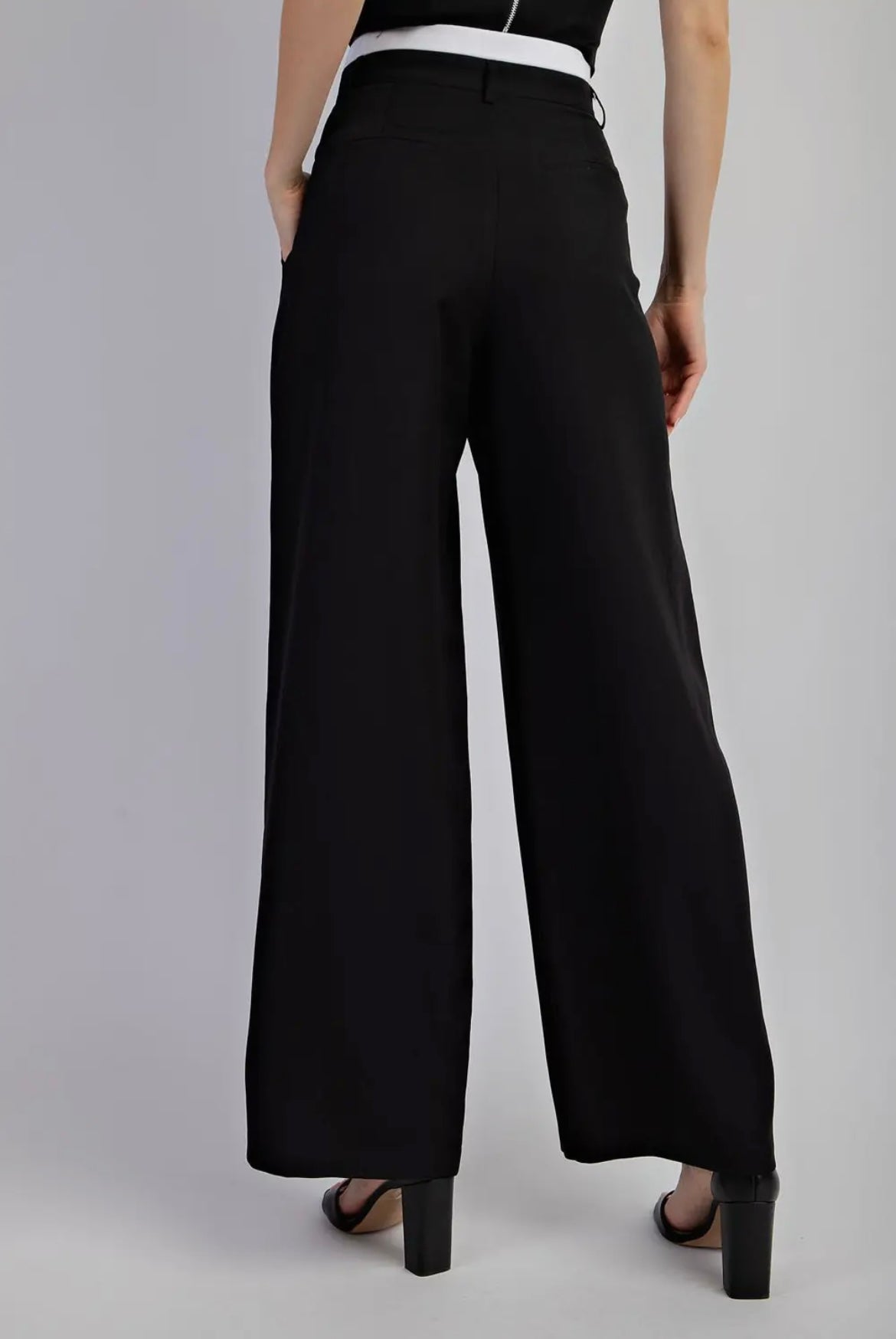 Double Waist Contrast Pant - Black