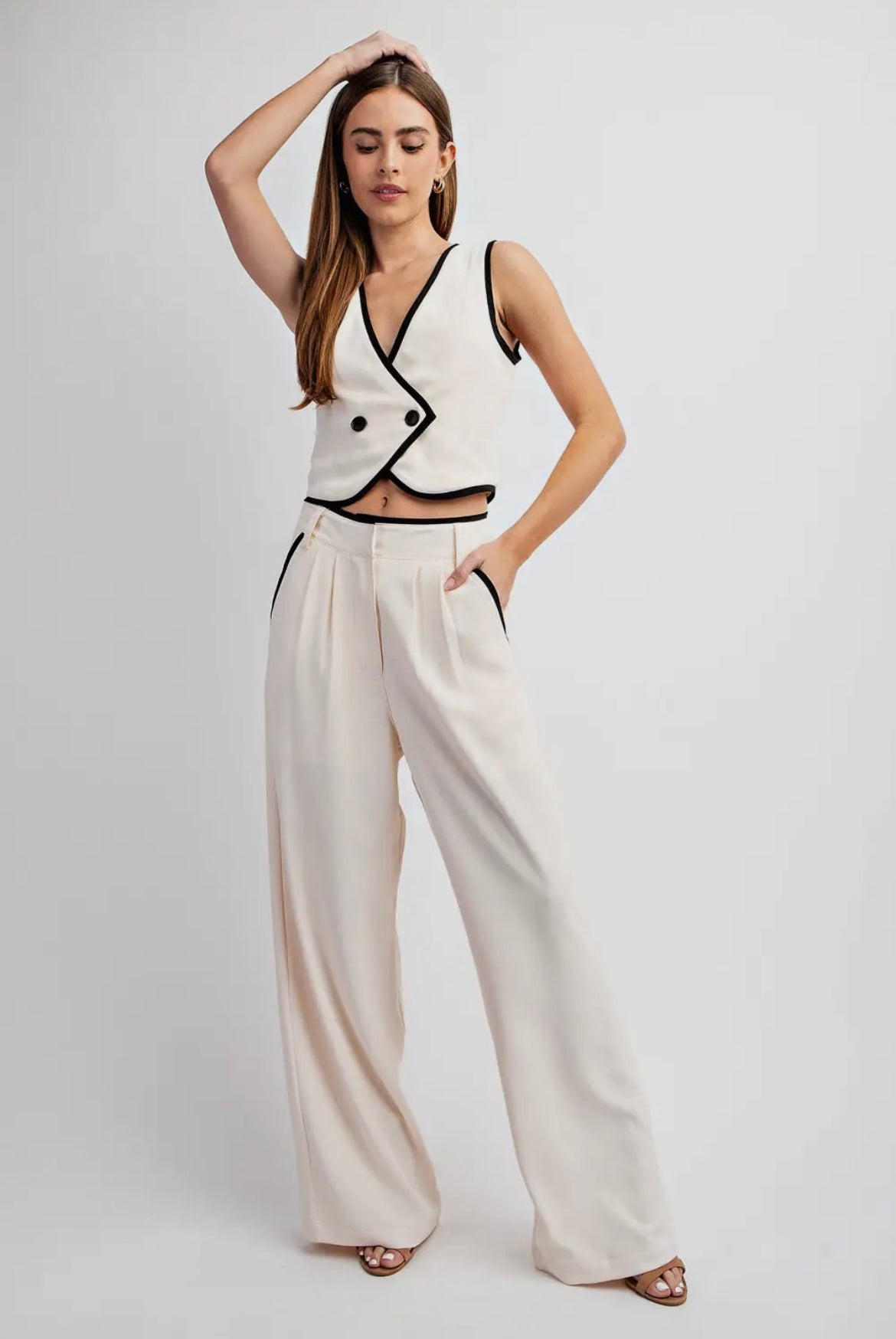 Contrast Vest and Pant Set